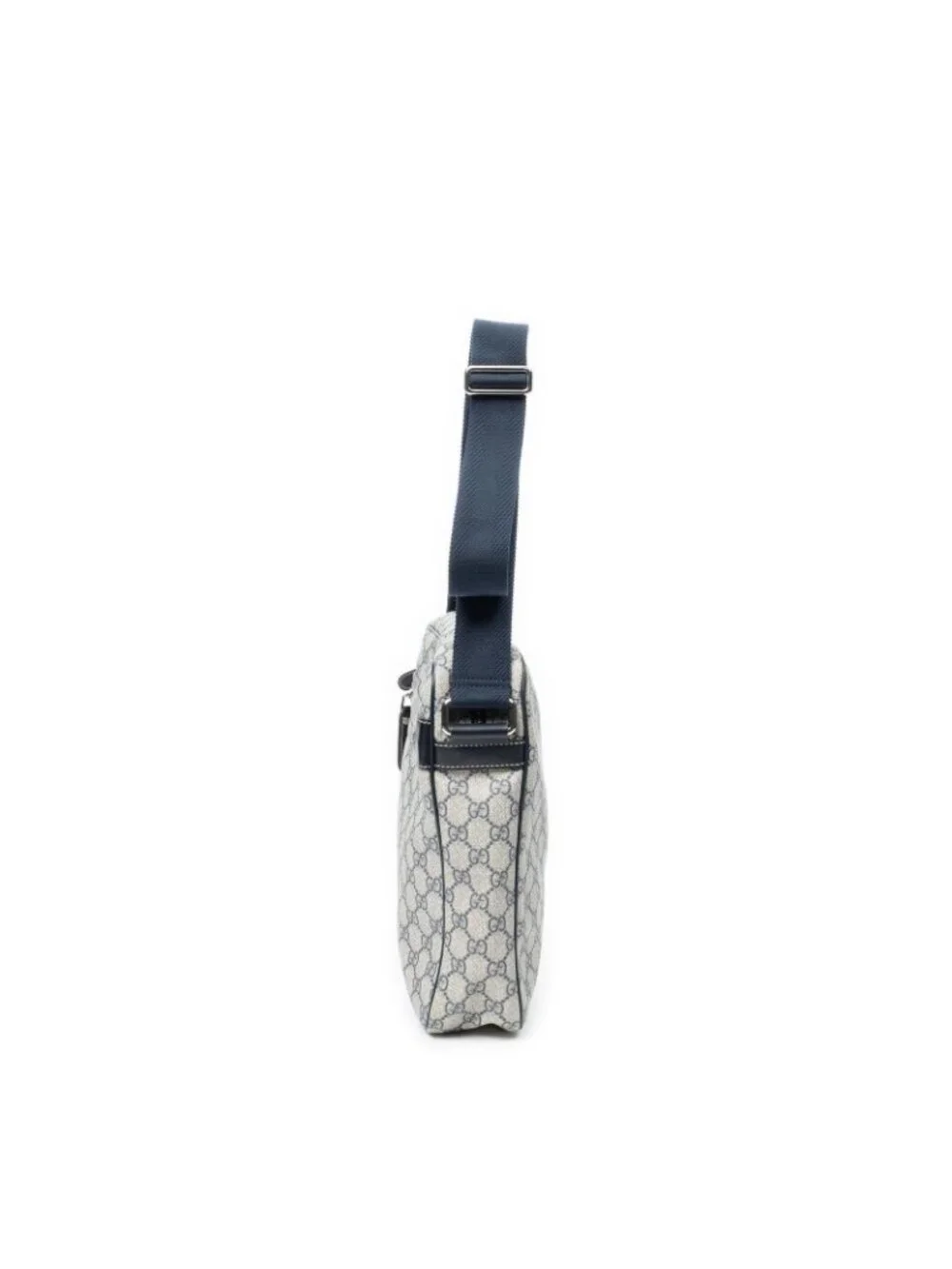 Gucci Half Moon Zip Messenger Gray Navy Supreme Canvas - Picture 3 of 10